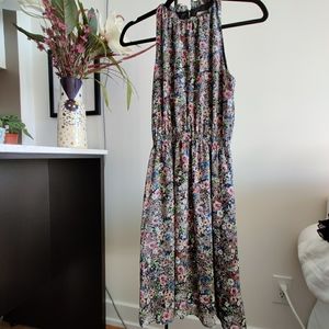 Floral summer dress with split back